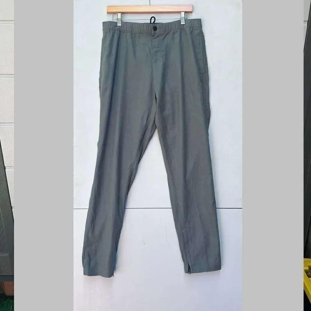 SAKS Fifth Avenue Linen Blend Joggers Ankle Zip Elastic Waist M